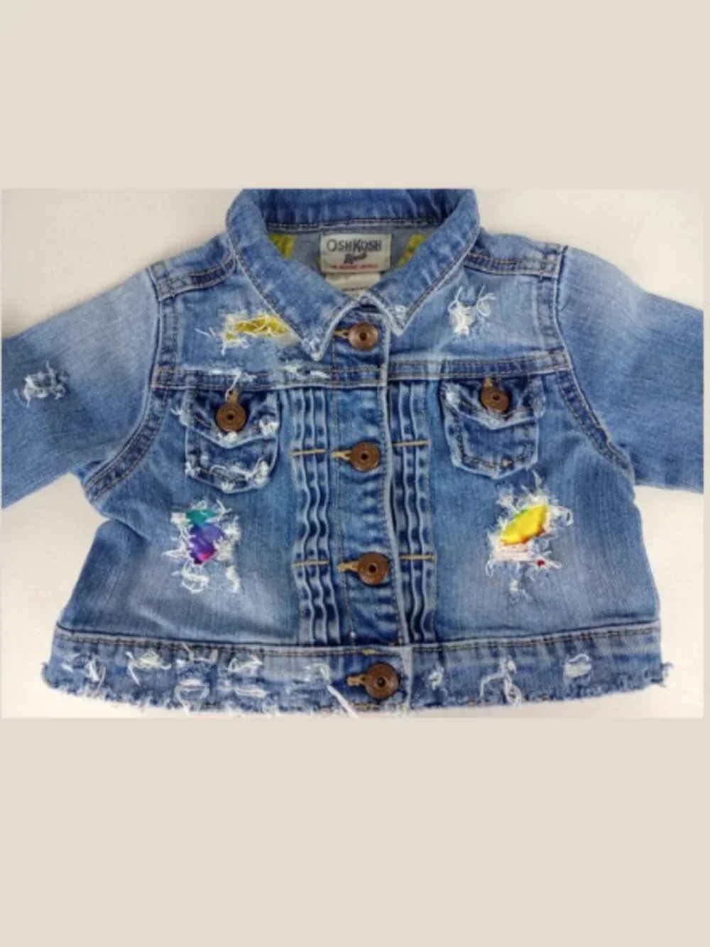Y2K OshKosh B'gosh Baby 24 Months Distressed‎ Denim Tie Dye Jacket